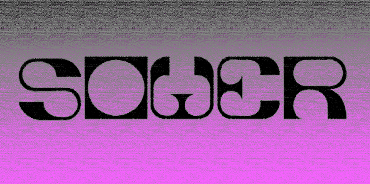 The Sower logo in black on a gradient background that goes from grey to pink.